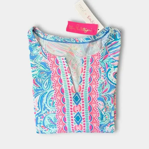 NWT Lilly Pulitzer UPF 50+ Nadine Shift Dress Zanzibar Blue Fish Kiss XL $178 - Picture 2 of 11